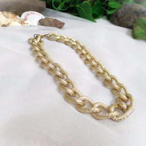 Gold Chain link Snakeskin necklace